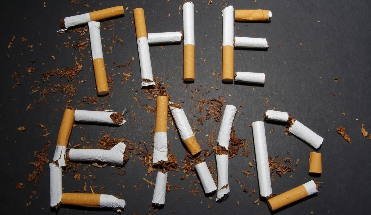 счупени цигари и промени в тялото при отказване от тютюнопушенето